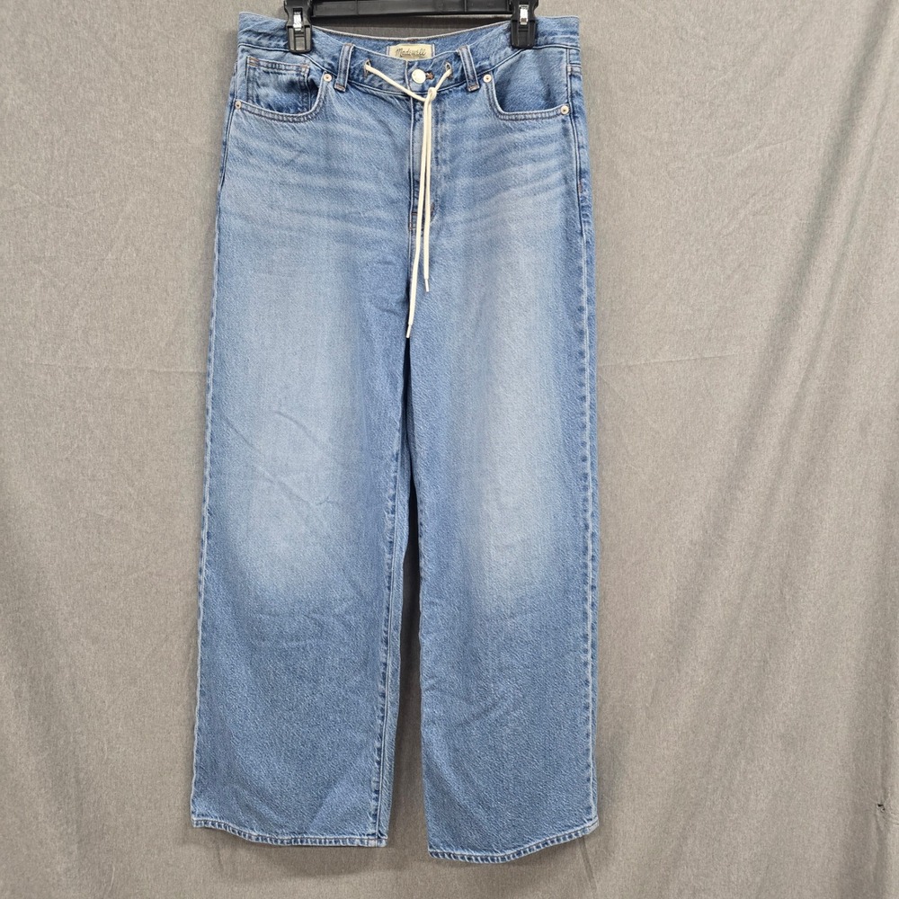 Madewell Superwide-Leg Jeans Light Wash Drawstring Denim Size 28
